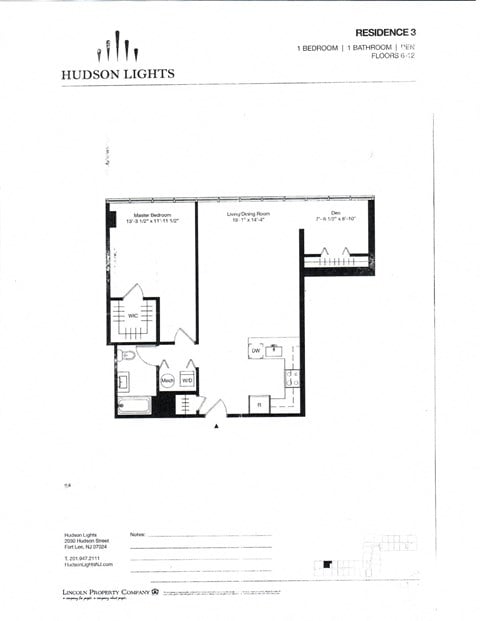 Floor plan for 1 bed, 1 bath, 950 sqft